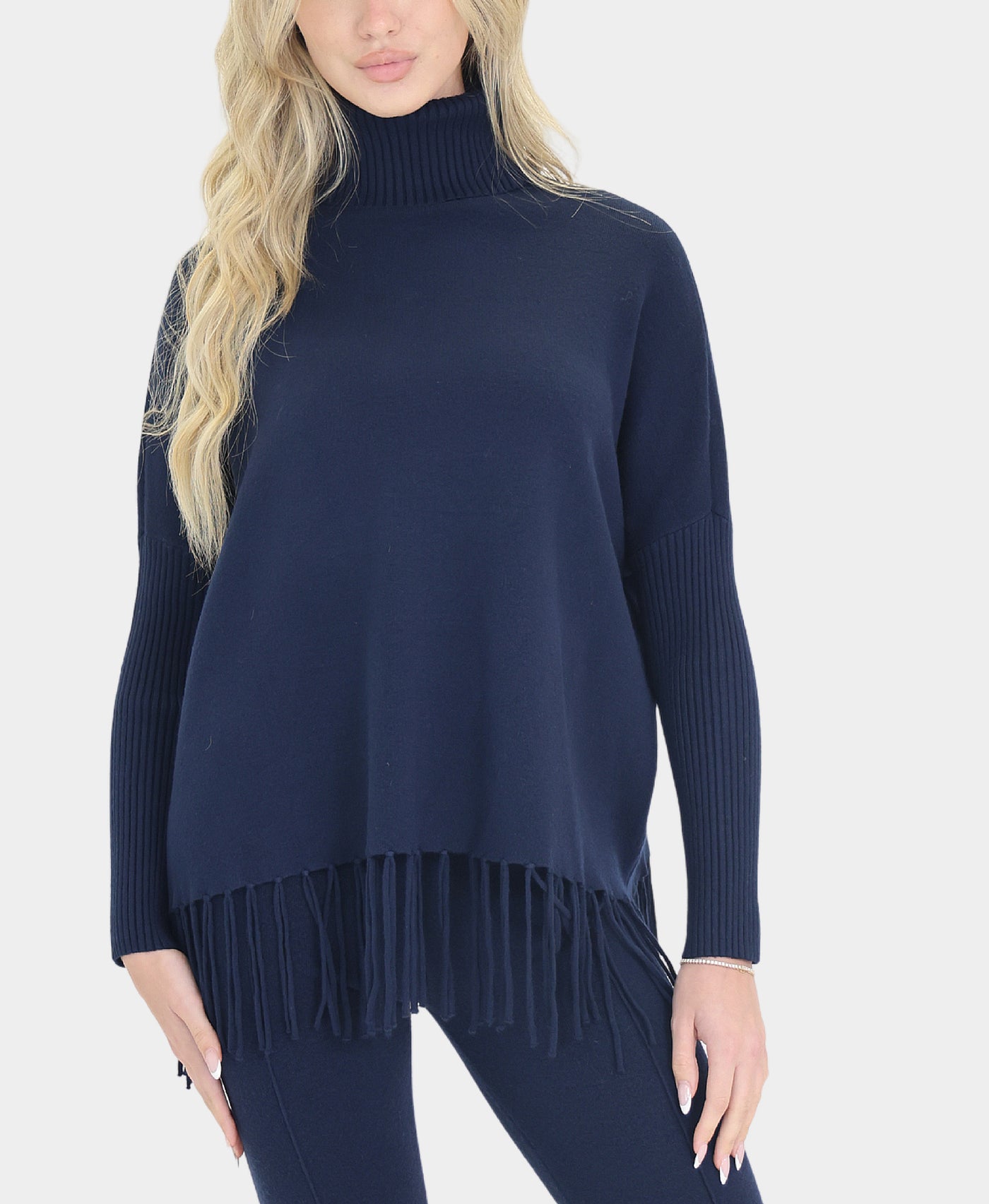 Turtleneck Sweater w/ Fringe Trim view 1