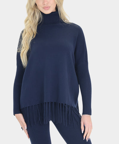 Turtleneck Sweater w/ Fringe Trim image 1