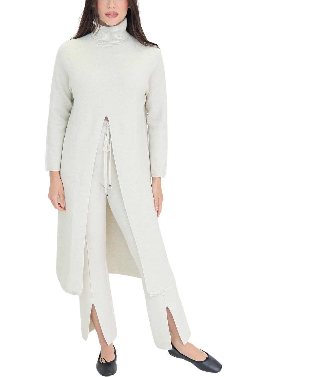 フォックス　1154860 Turtleneck Tunic Sweater w/ Front Slit – FOX'S - Online