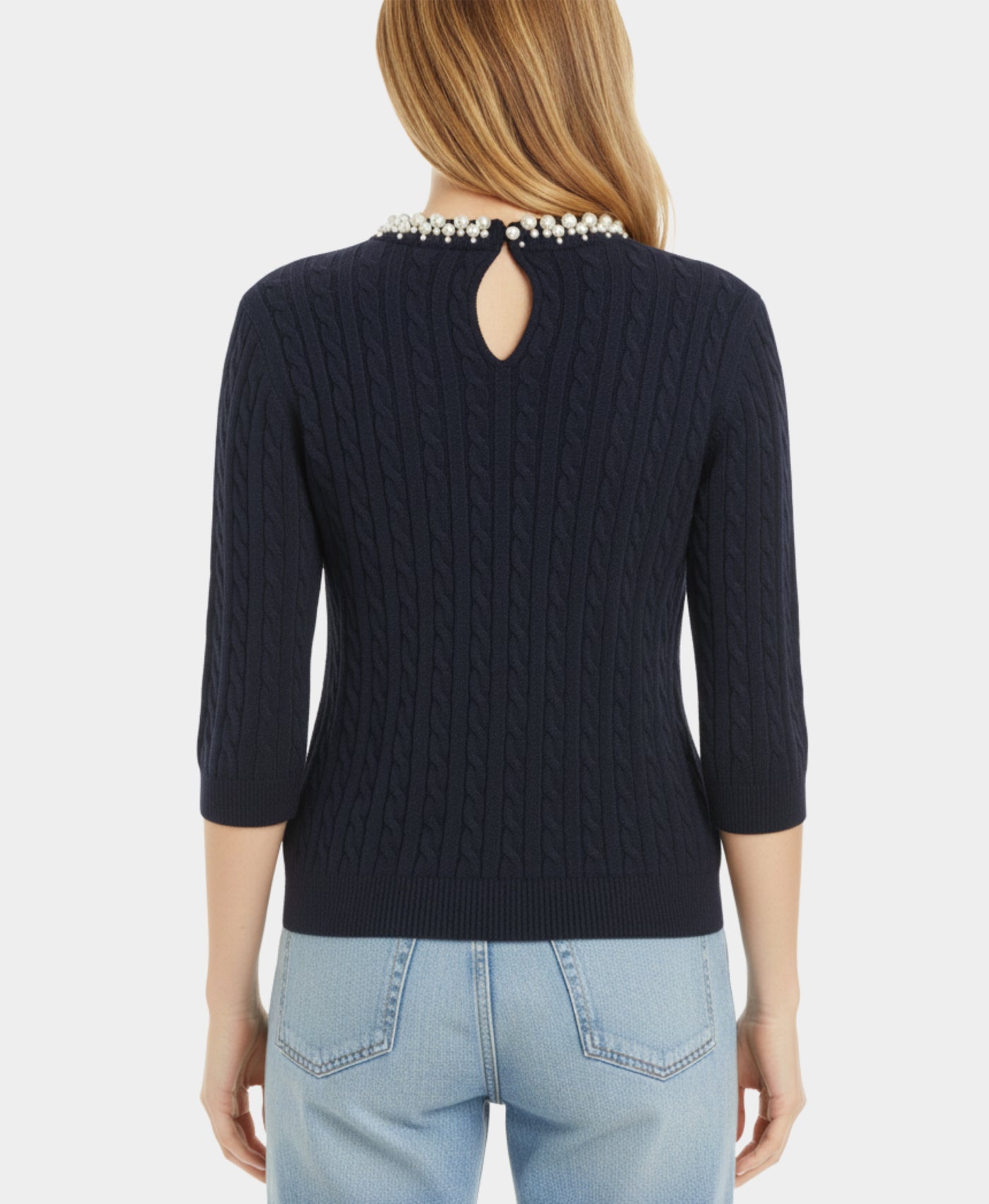Soft Feel Pearl Cable Knit Sweater view 2