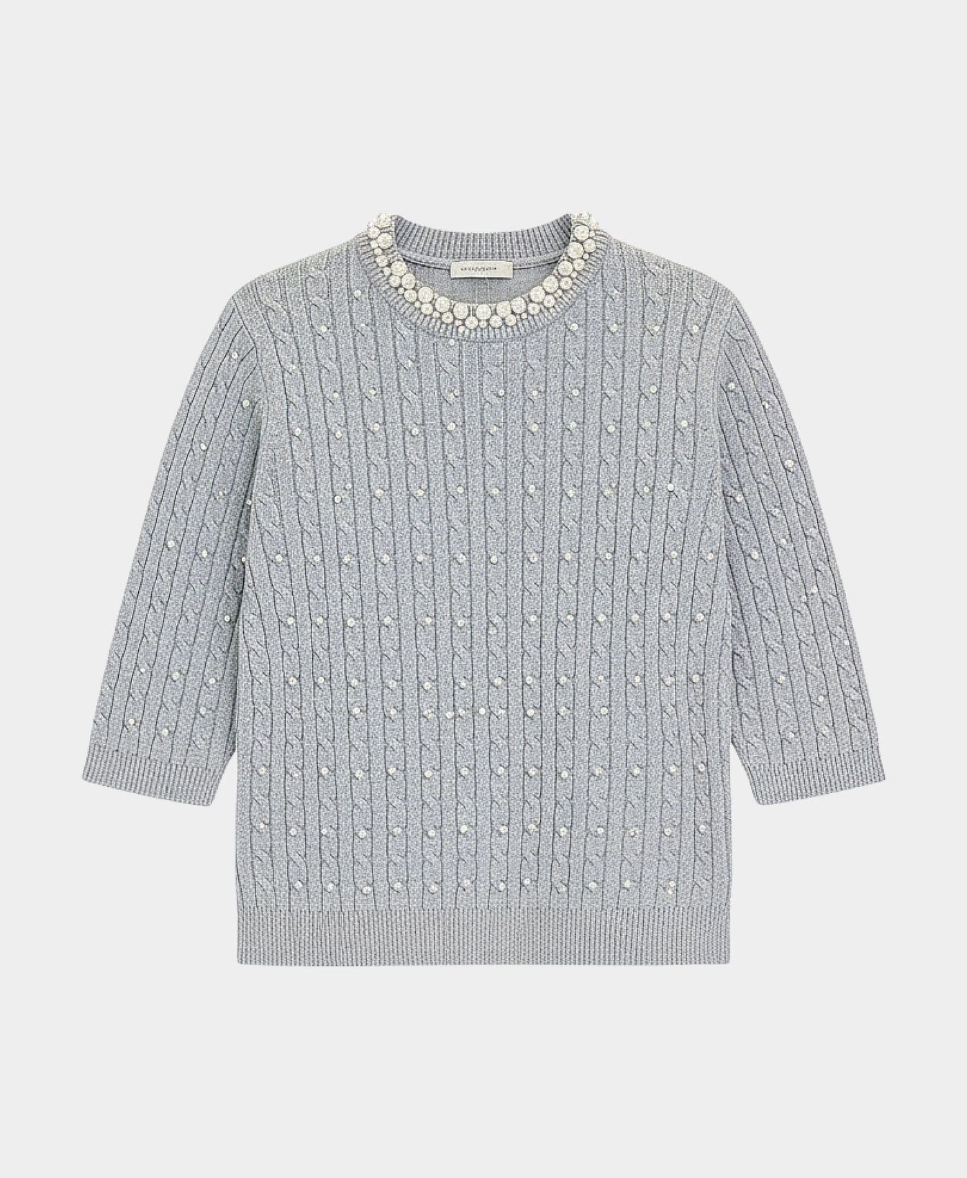 Soft Feel Pearl Cable Knit Sweater view 3