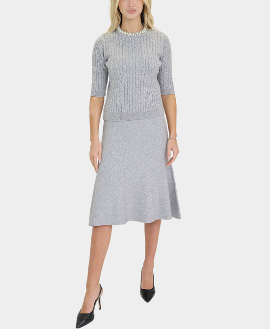 Soft Feel Pearl Cable Knit Sweater view 