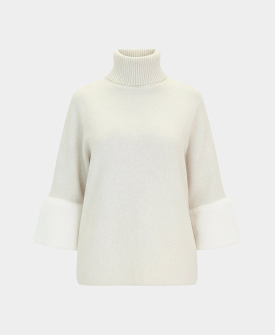 Soft Feel Turtleneck Sweater w/ Faux Fur Cuffs view 