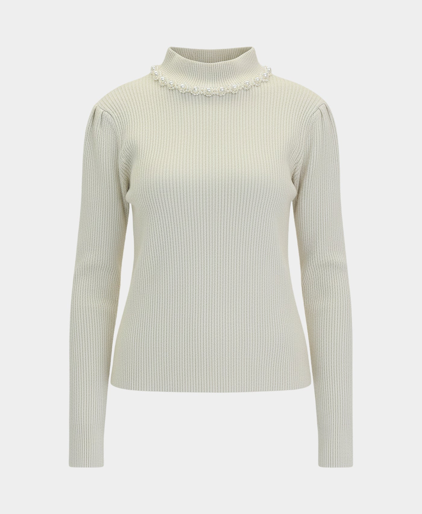 Soft Feel Ribbed Sweater w/ Pearl Trim view 2