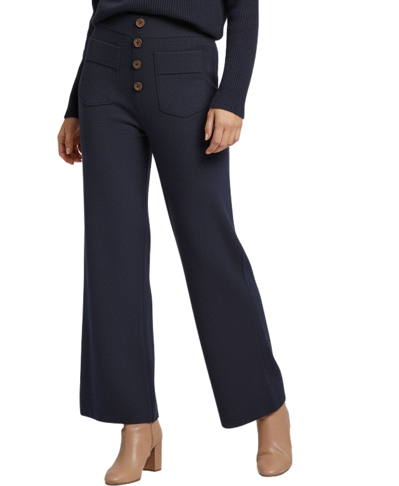Knit Pants w/ Button Accents view 1