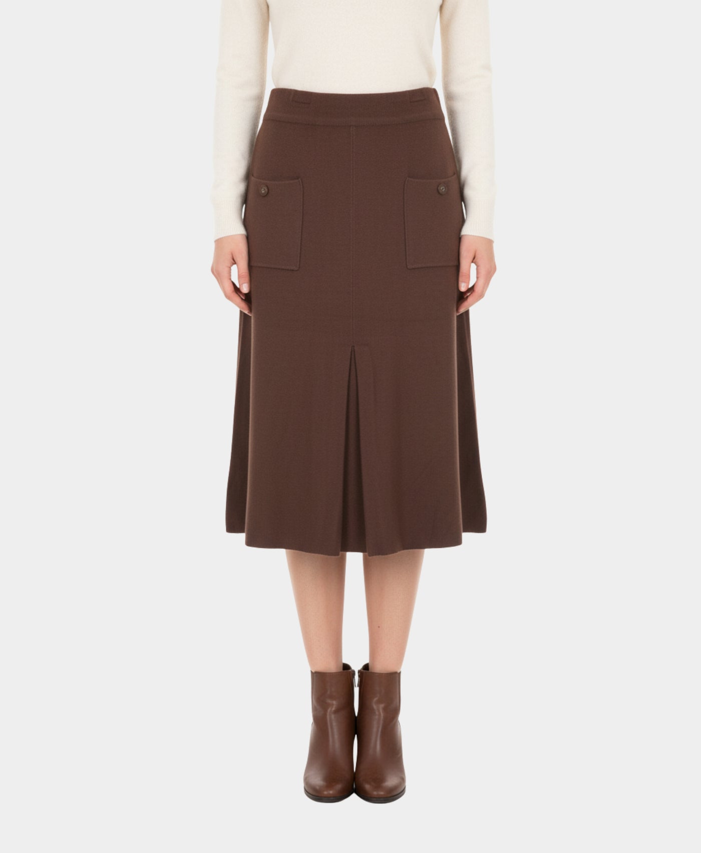 Soft Feel Pleated Knit Midi Skirt view 1
