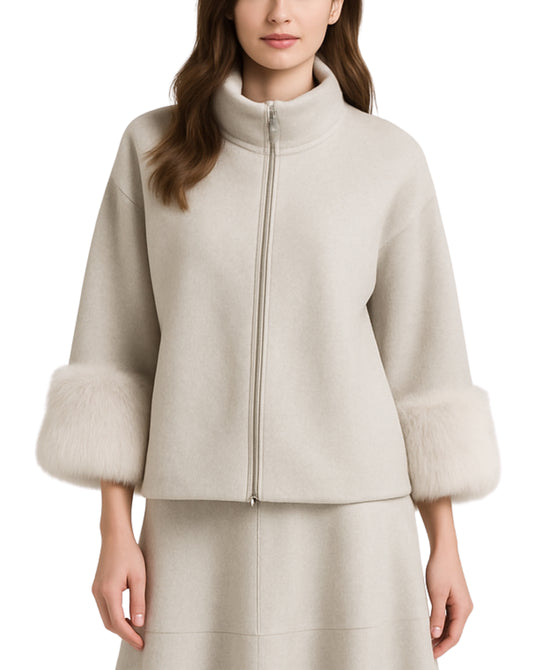 Sweater Jacket w/ Faux Fur Cuffs view 