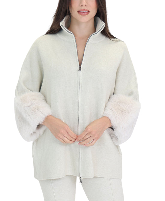 Sweater Jacket w/ Faux Fur Cuffs view 