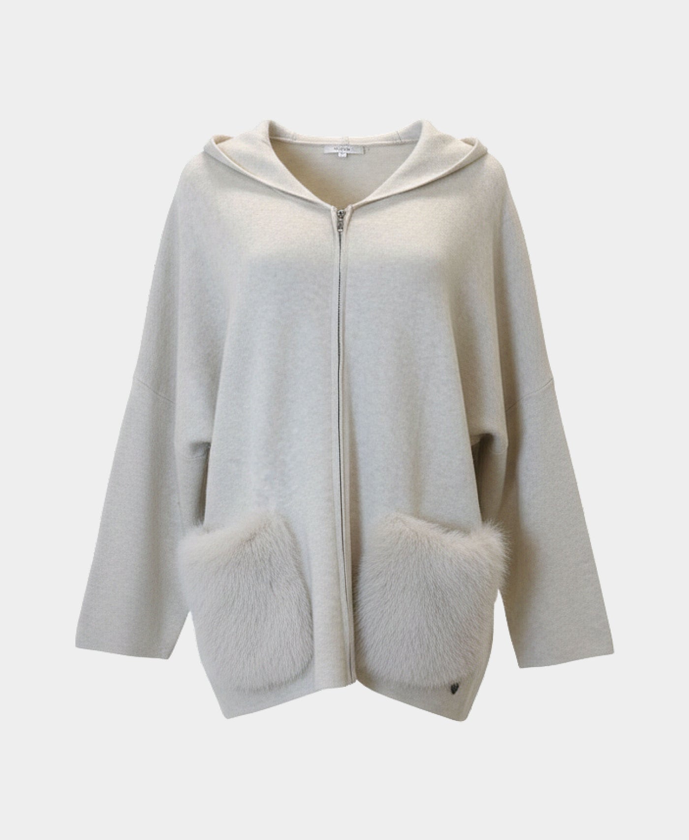 Hooded Sweater Jacket w/ Faux Fur Pockets view 2