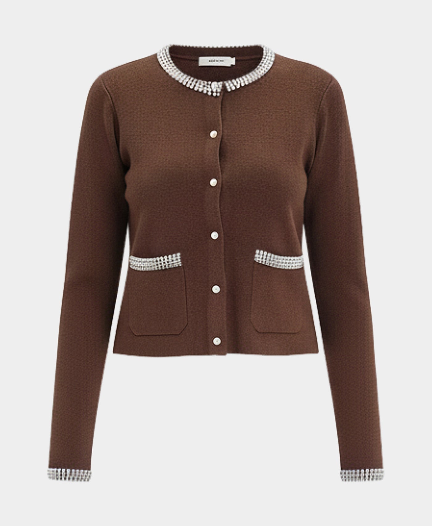 Soft Feel Cardigan Sweater w/ Pearl Trim