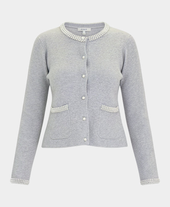 Soft Feel Cardigan Sweater w/ Pearl Trim view 