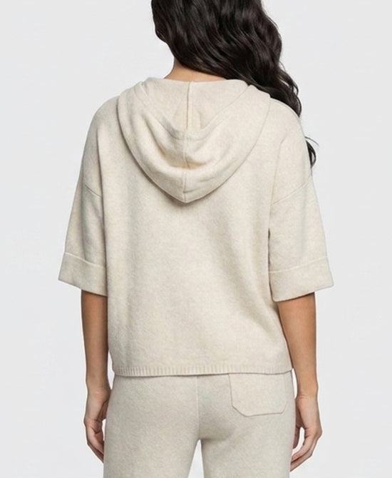 
Plush Knit Sweater w/ Hoodie in CREAM view 2