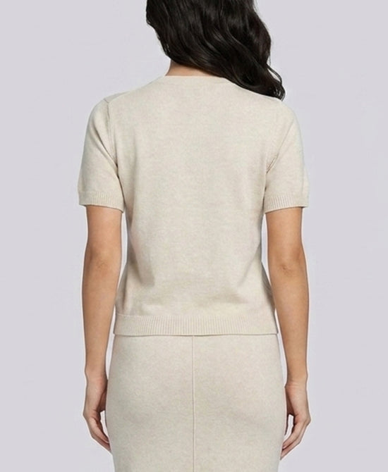 
Plush Knit Sweater w/ Embroidered Flower Detail in CREAM view 2