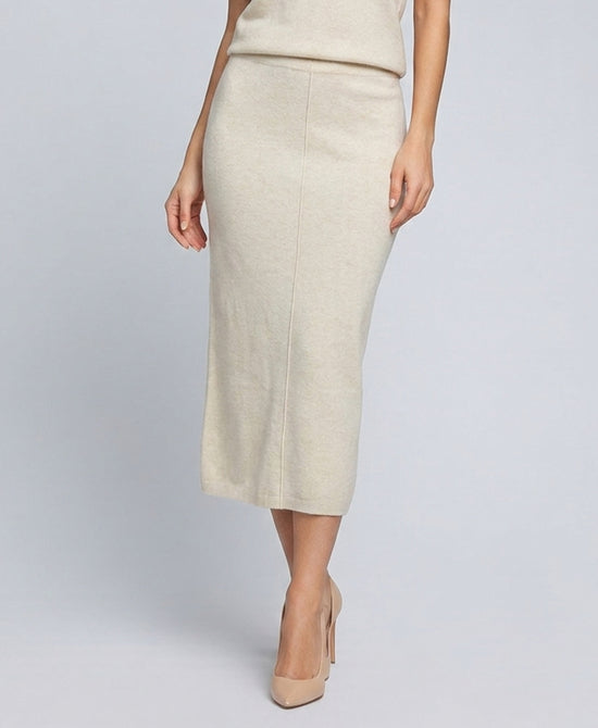 
Plush Knit Midi Skirt w/ Center Seam in CREAM view 1