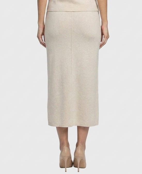
Plush Knit Midi Skirt w/ Center Seam in CREAM view 2
