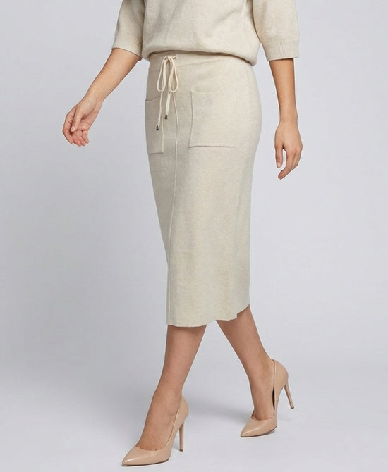 
Plush Knit Midi Skirt w/ Pockets in CREAM view 1