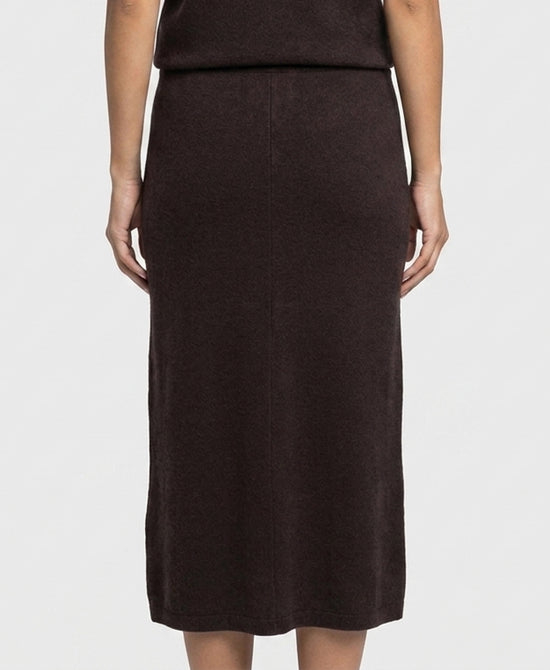 
Plush Knit Midi Skirt w/ Pockets in BROWN view 2