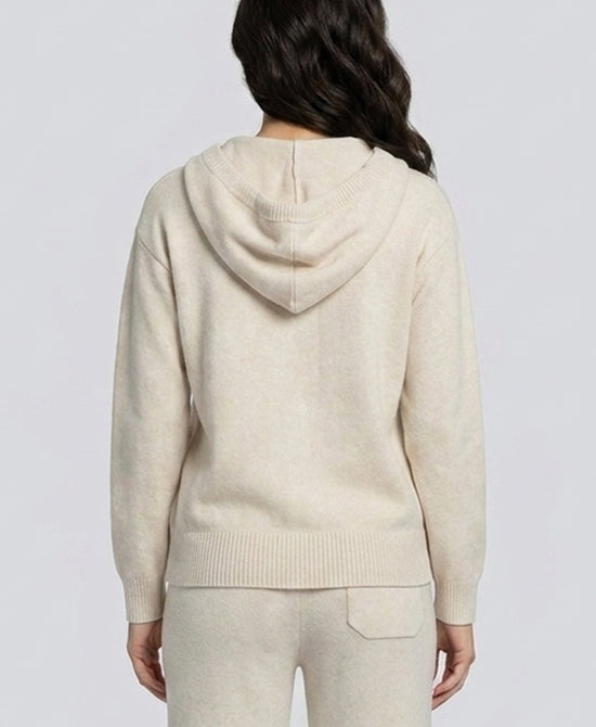 
Plush Knit Sweater w/ Hoodie in CREAM view 2