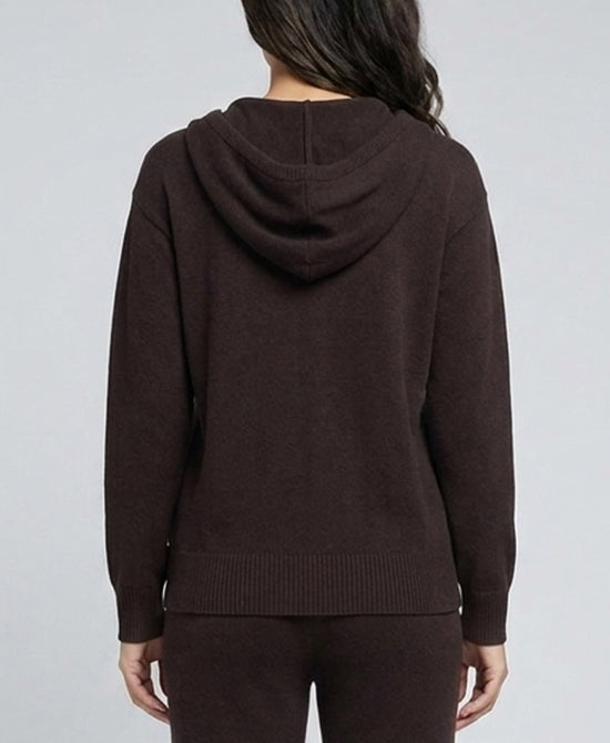 
Plush Knit Sweater w/ Hoodie in BROWN view 2