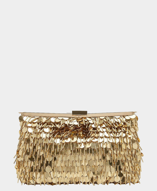
Sequin & Bugle Beaded Clutch Bag in GOLD view 1