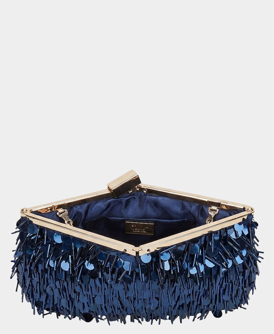 
Sequin & Bugle Beaded Clutch Bag in NAVY view 2