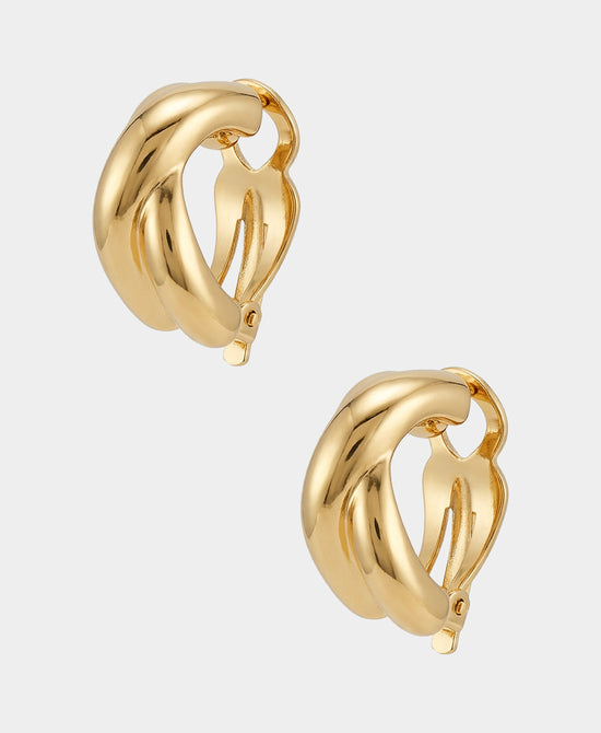 
24K Gold Plated Criss Cross Clip On Earrings in GOLD view 2