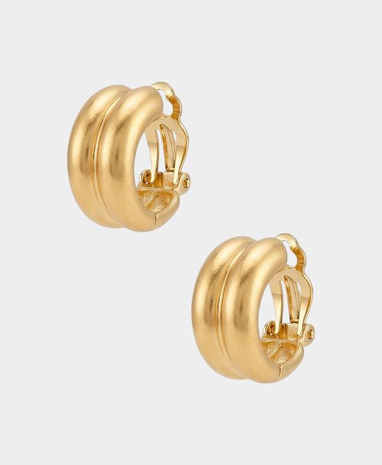 
24K Gold Plated Clip On Hoop Earrings in GOLD view 2
