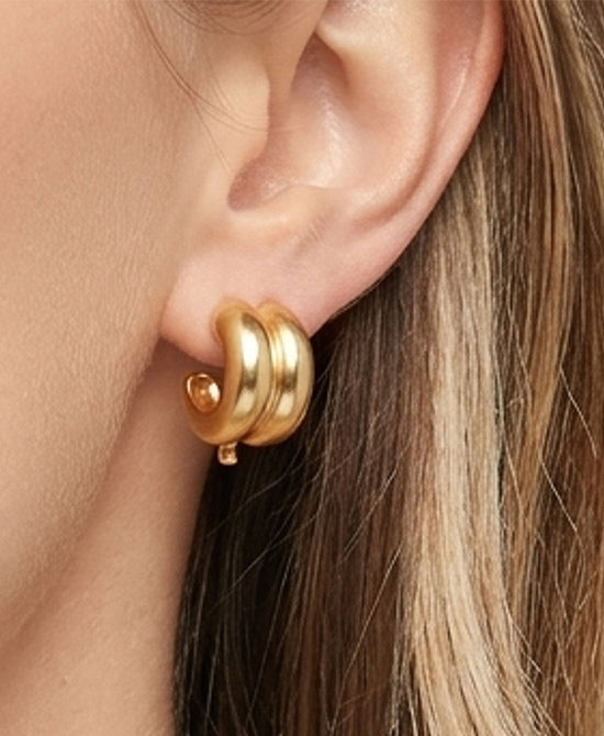 
24K Gold Plated Clip On Hoop Earrings in GOLD view 1