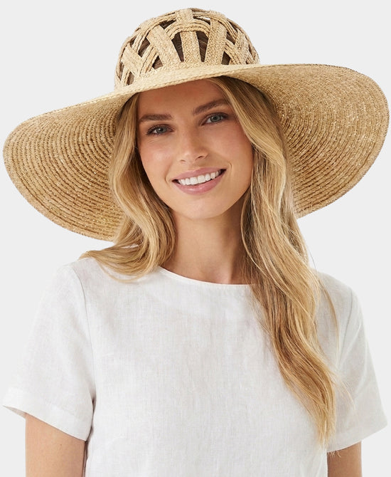 
Straw Hat w/ Cutouts in BEIGE view 1