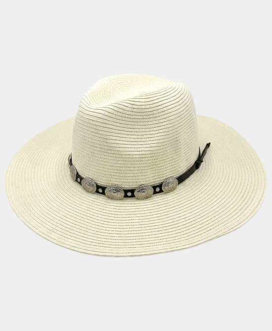 
Straw Hat w/ Medallion Band in IVORY view 2
