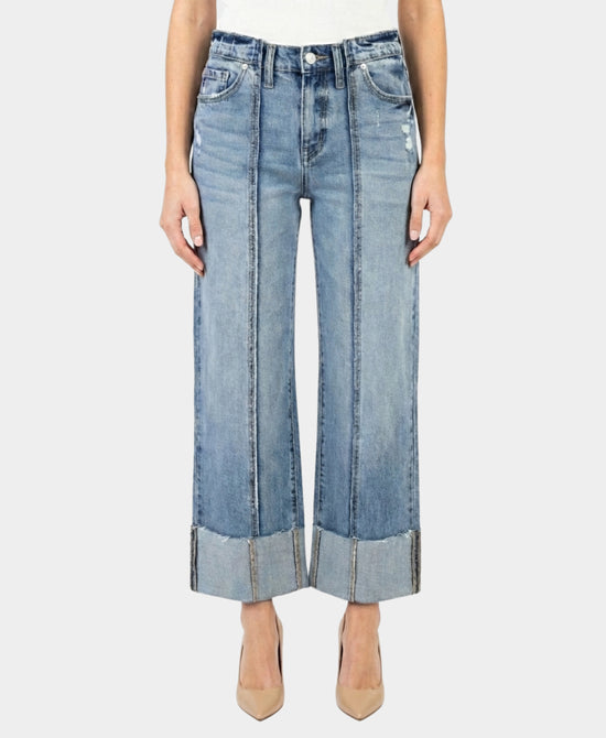 Crop Jeans w/ Front Seam Detail view 1