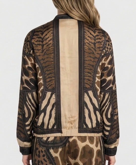 
Animal Print Bomber Jacket in Brown view 2