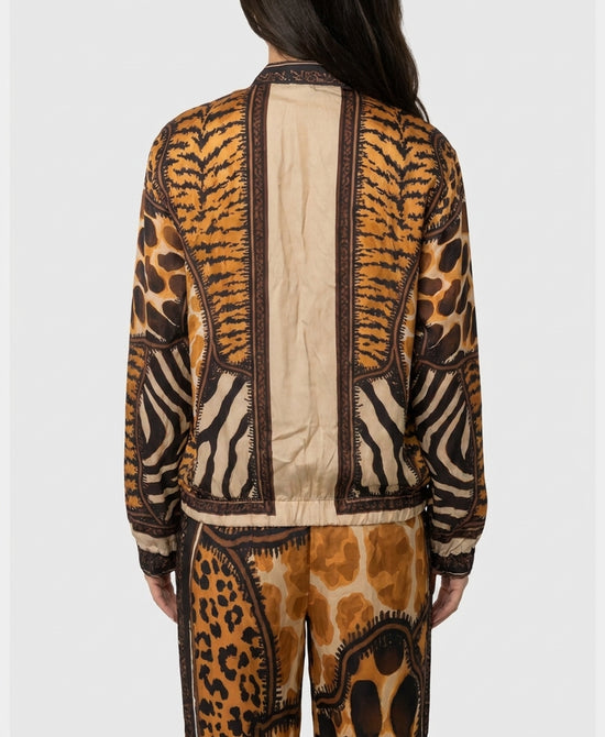
Animal Print Bomber Jacket in CAMEL/BLACK view 2