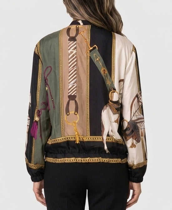 
Horse Print Bomber Jacket in BLACK MULTI view 2