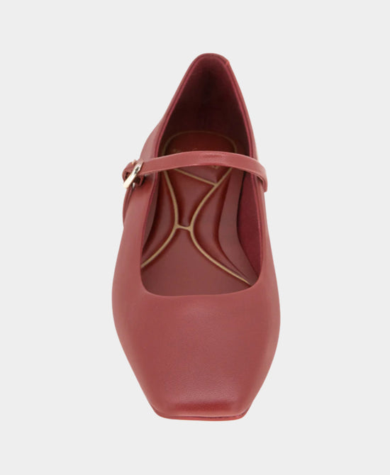 
Leather Buckle Ballet Flat in RED view 2