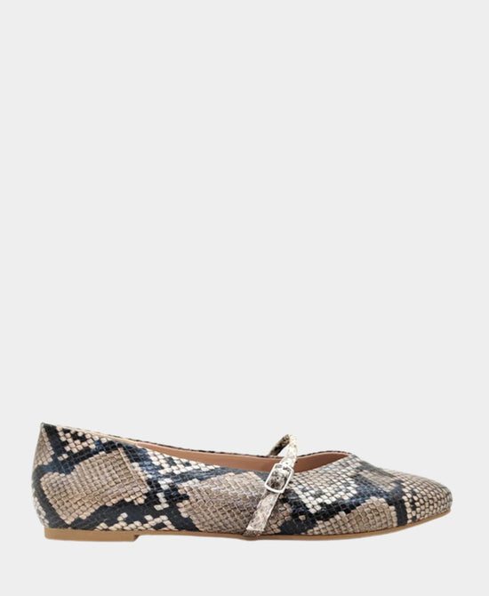 
Snakeskin Buckle Ballet Flat in TAUPE view 2