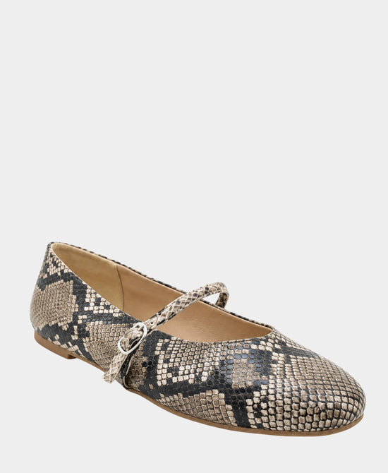 
Snakeskin Buckle Ballet Flat in TAUPE view 1