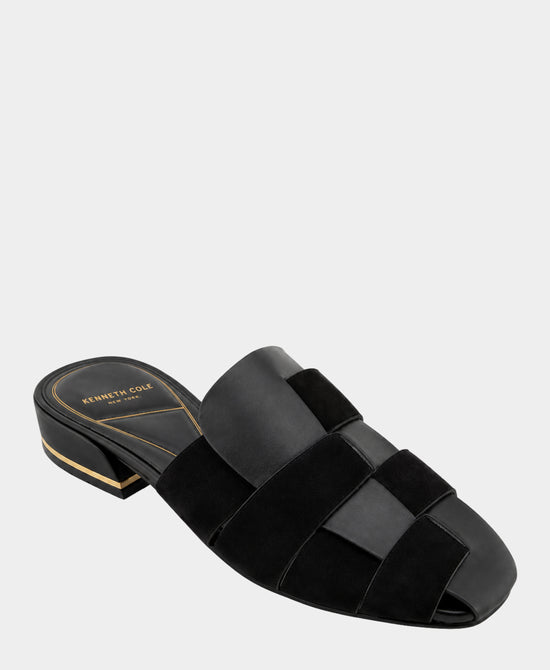 
Leather Woven Mule Slide in BLACK view 1