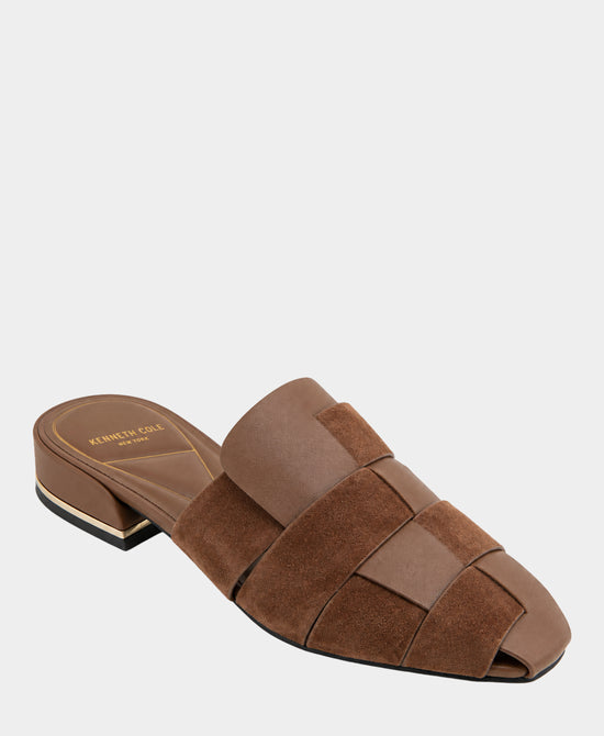 
Leather Woven Mule Slide in BROWN view 1