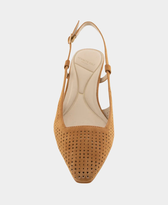 
Suede Perforated Slingback Pump in CAMEL view 2