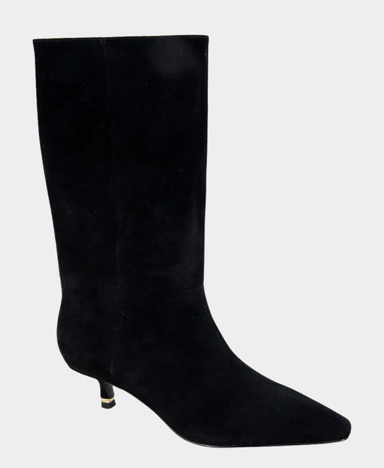 
Suede Kitten Heel Boot in BLACK view 1