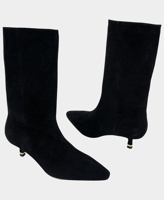 
Suede Kitten Heel Boot in BLACK view 2