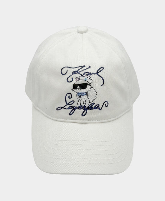 
Denim Cat Logo Embroidered Baseball Hat in WHITE view 2