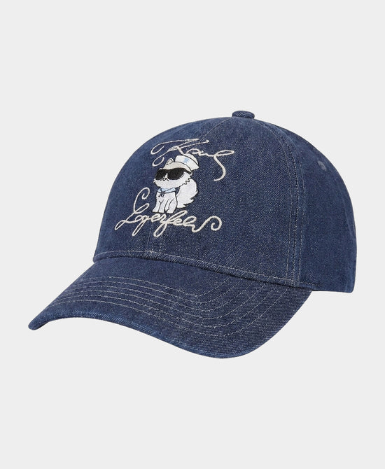 
Denim Cat Logo Embroidered Baseball Hat in DENIM view 2