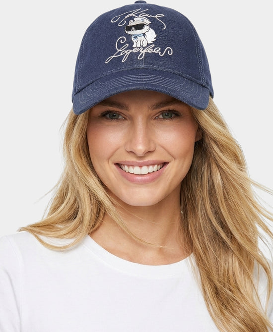 
Denim Cat Logo Embroidered Baseball Hat in DENIM view 1