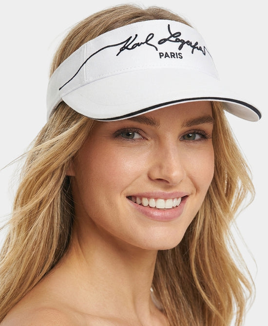 
Embroidered Logo Visor Hat in WHITE/BLACK view 1