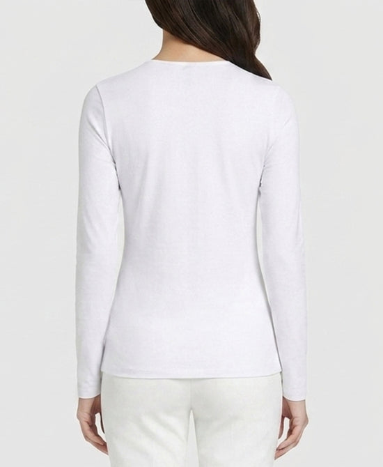 
Basic Long Sleeve Cotton Top in WHITE view 2