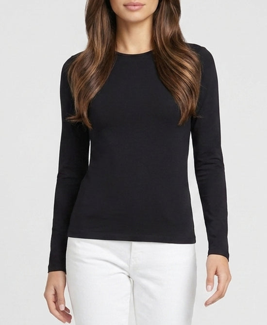 
Basic Long Sleeve Cotton Top in BLACK view 1