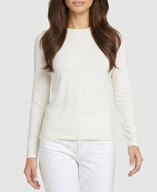 
Basic Long Sleeve Cotton Top in IVORY view 1