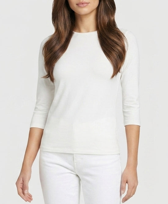 
Basic 3/4 Sleeve Cotton Top in IVORY view 1